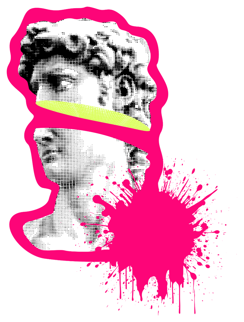Classical bust illustration with paint splash
